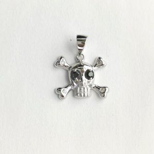 Sterling Silver CZ skull and bones pendant